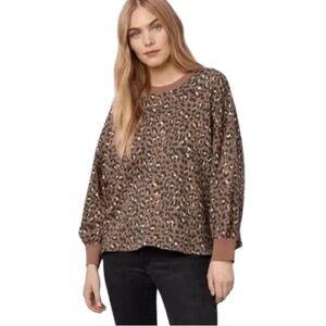 Rails Reeves Sweatshirt in Mountain Leopard Oversized Boxy Rolled Hem Size Small